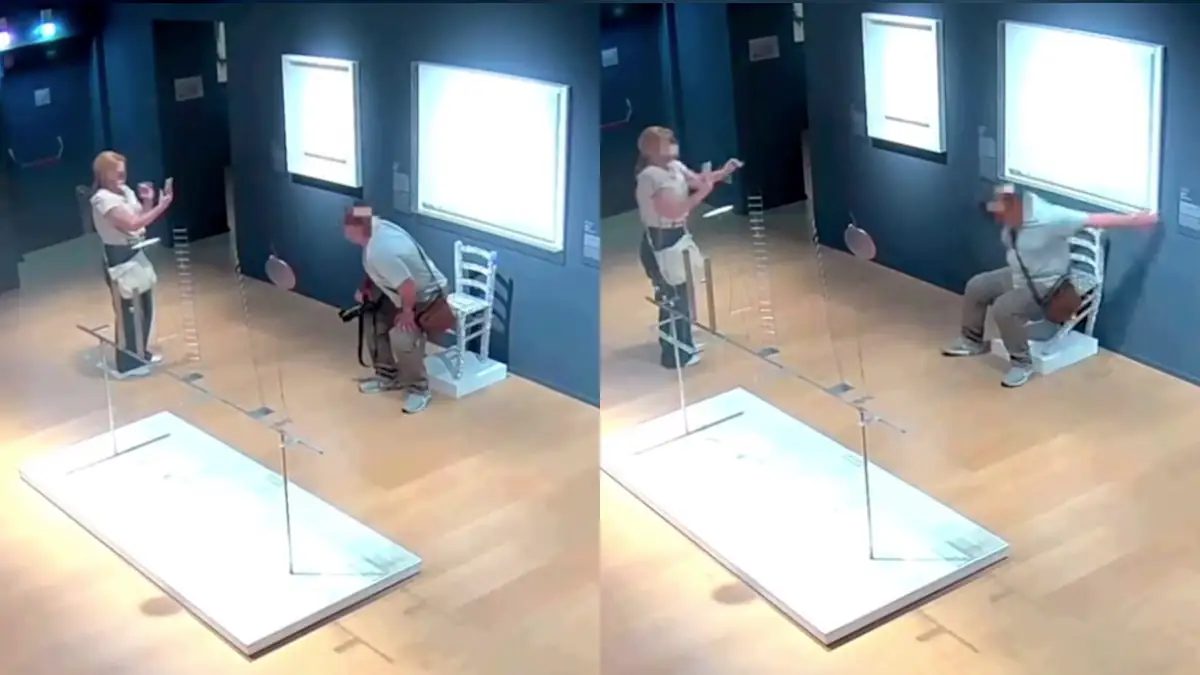 Screenshots zeigen Zerstörung des Kunstwerks „Van-Gogh-Stuhl“ in einem Museum