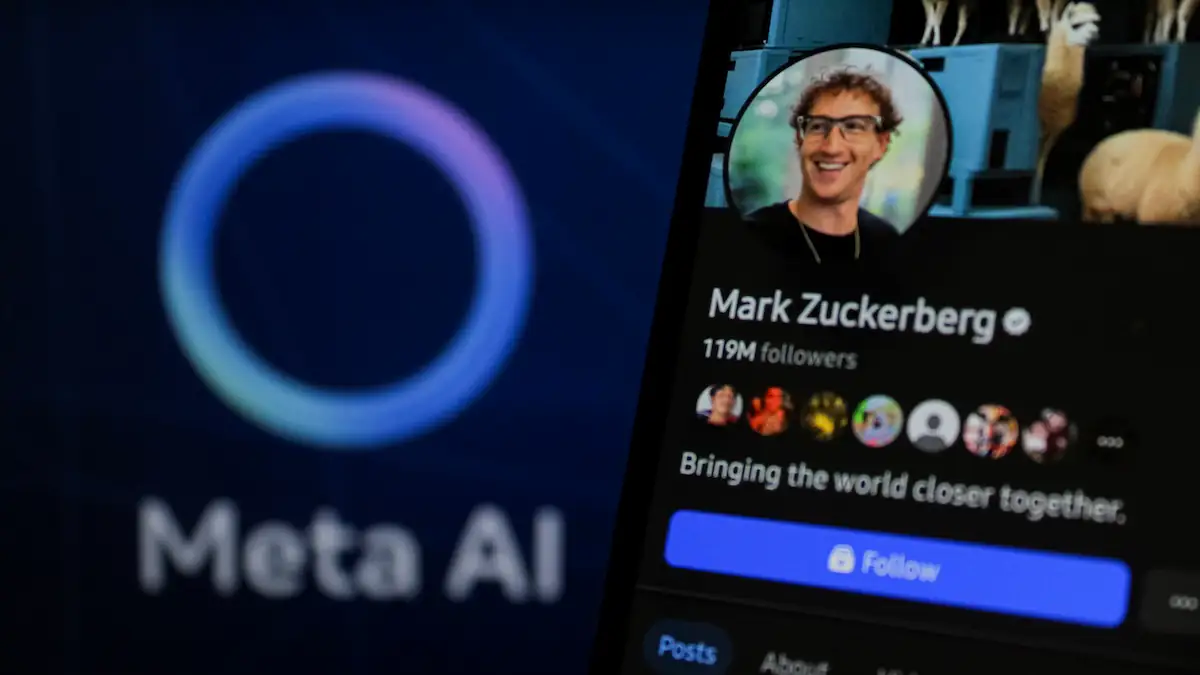Meta AI neben Facebook-Profil von Mark Zuckerberg