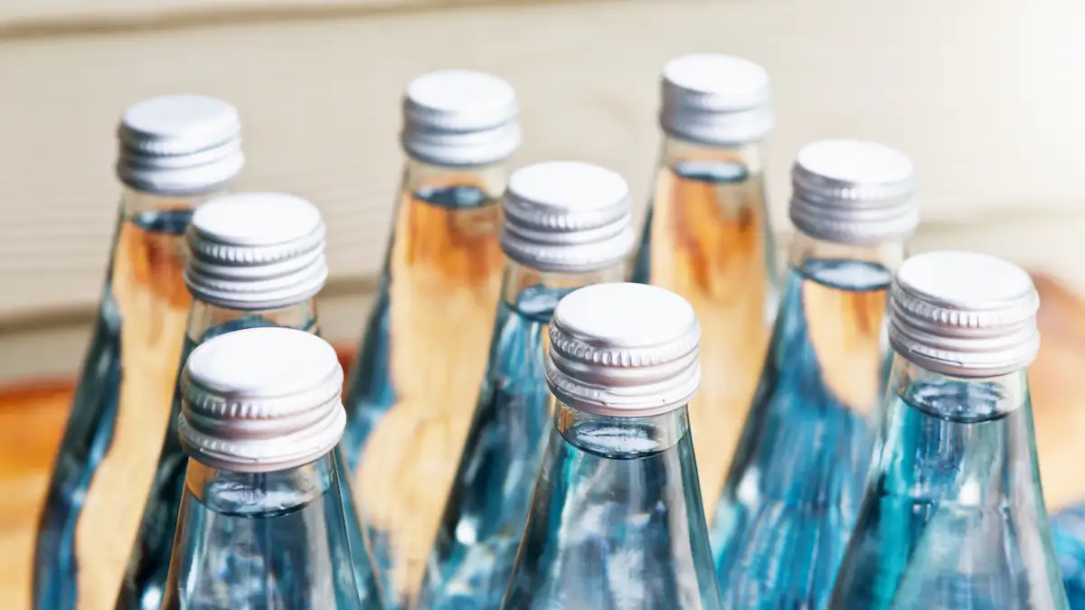 Mehrere Wasserflaschen aus Glas