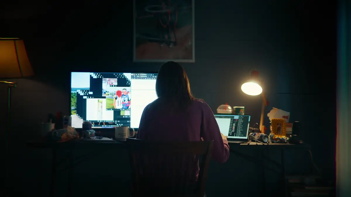 Kendra Licari am Computer in der Netflix-Doku „Unknown Number“