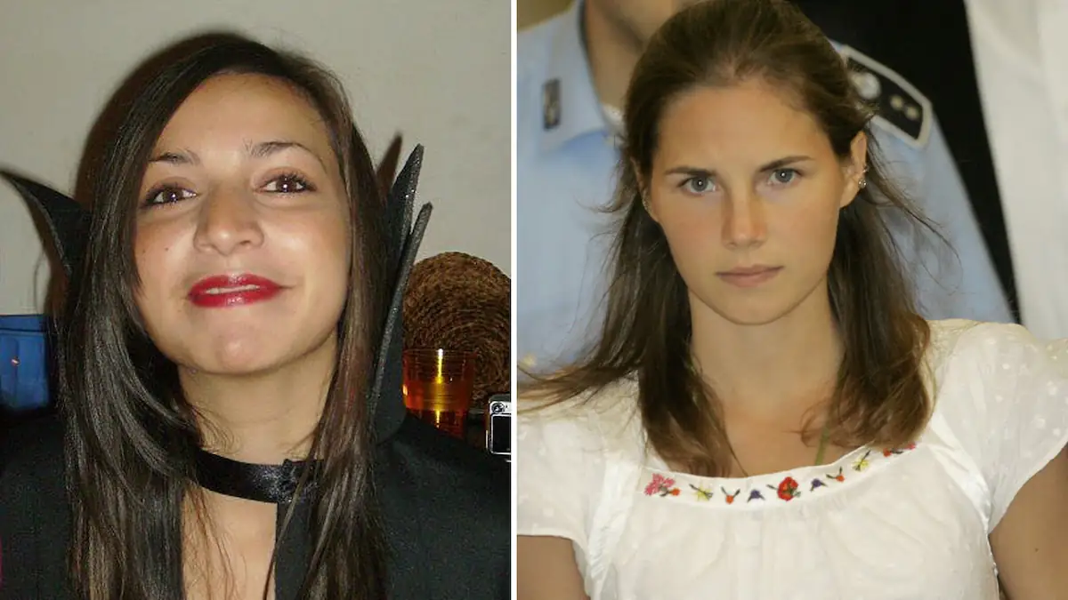 Links ein Foto von Meredith Kercher, rechts eins von Amanda Knox