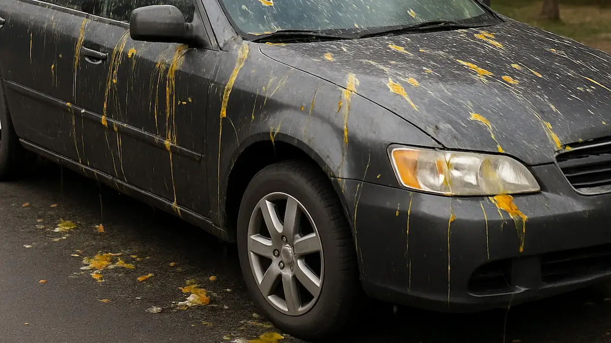 Eiertrick: Auto ist mit Dreck verschmiert, nachdem es mit Eiern beworfen wurde