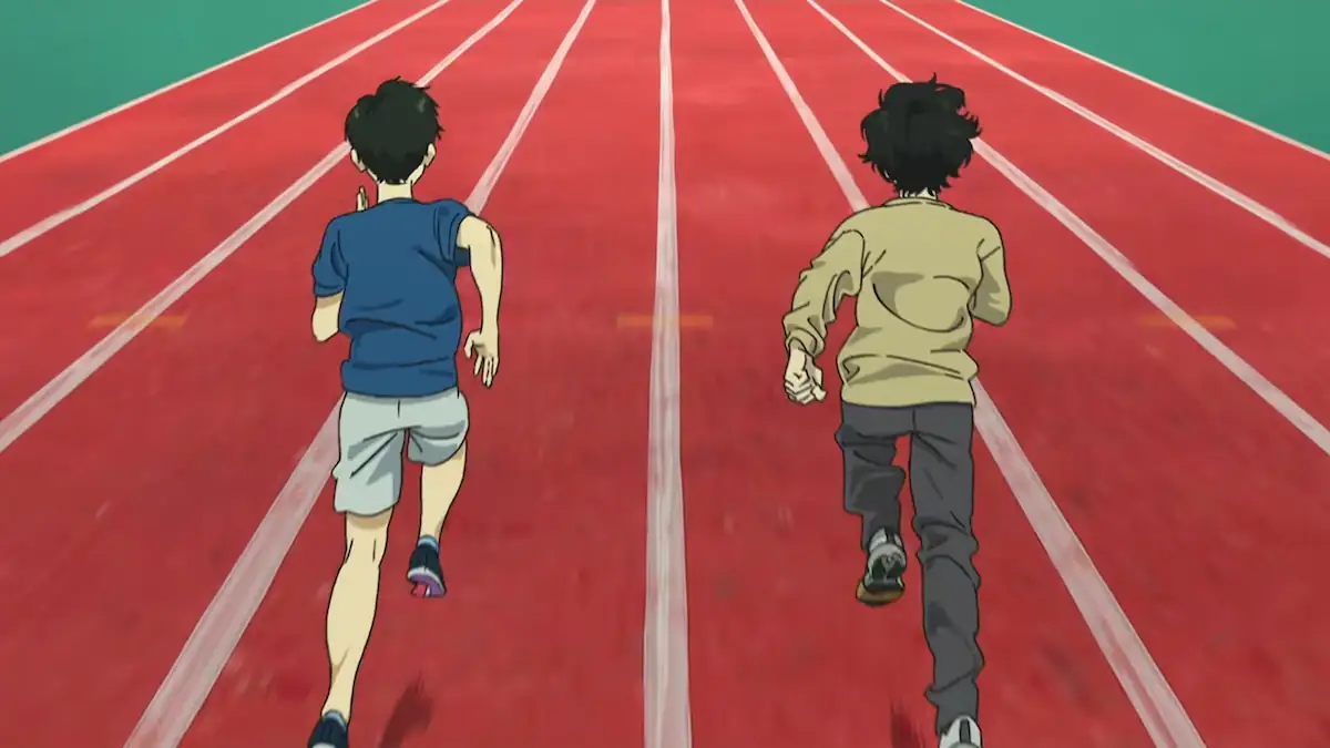 Szene aus der Netflix-Serie „100 Meters“, in der zwei junge Sprinter über eine Tartanbahn rennen