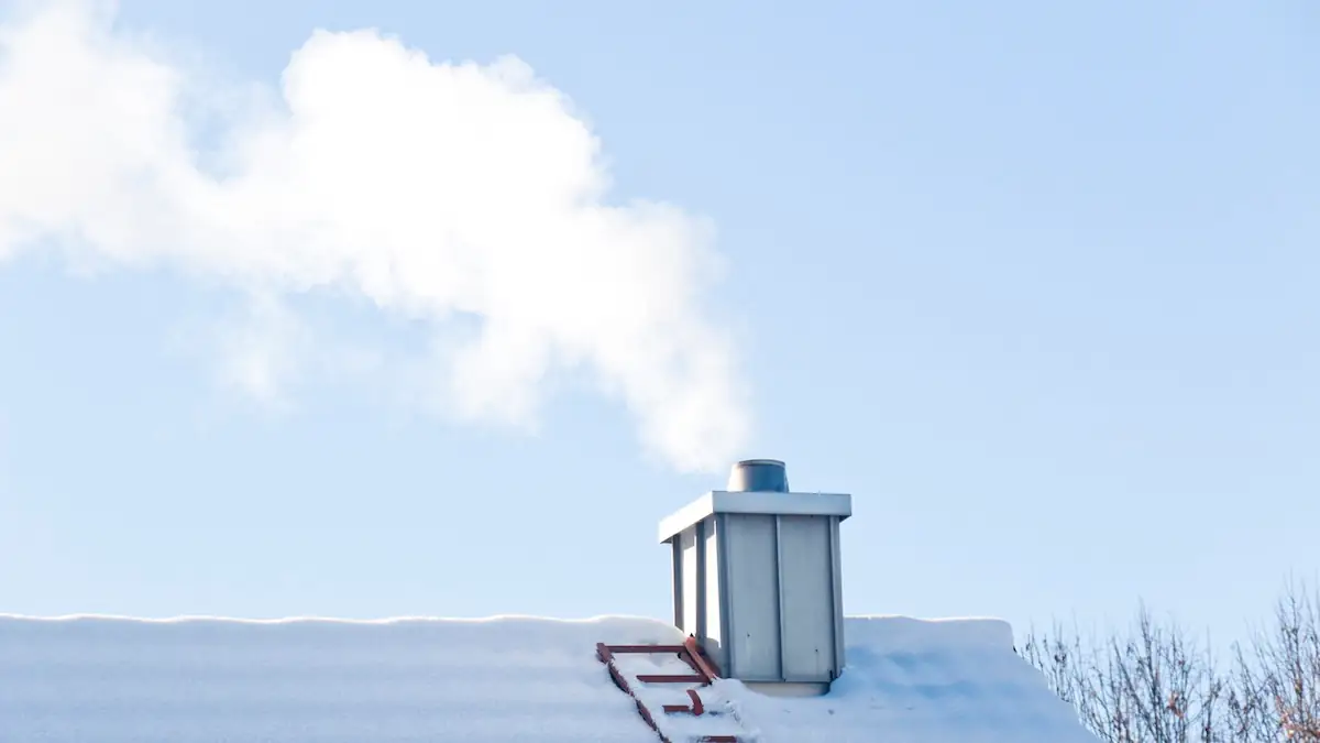 Rauchender Schornstein im Winter