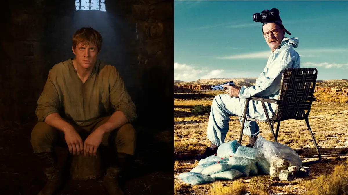 Fotomontage mit „A Knight of the Seven Kingdoms“ links und „Breaking Bad“ rechts