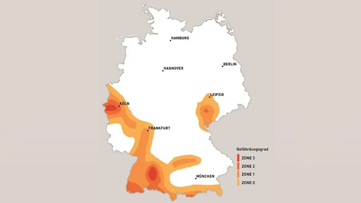 Erdbebenzonen-Karte des BBK von Deutschland