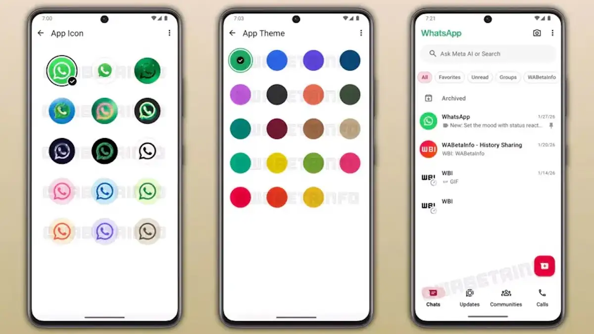 Screenshot der neuen Design-Funktionen mit WhatsApp Plus