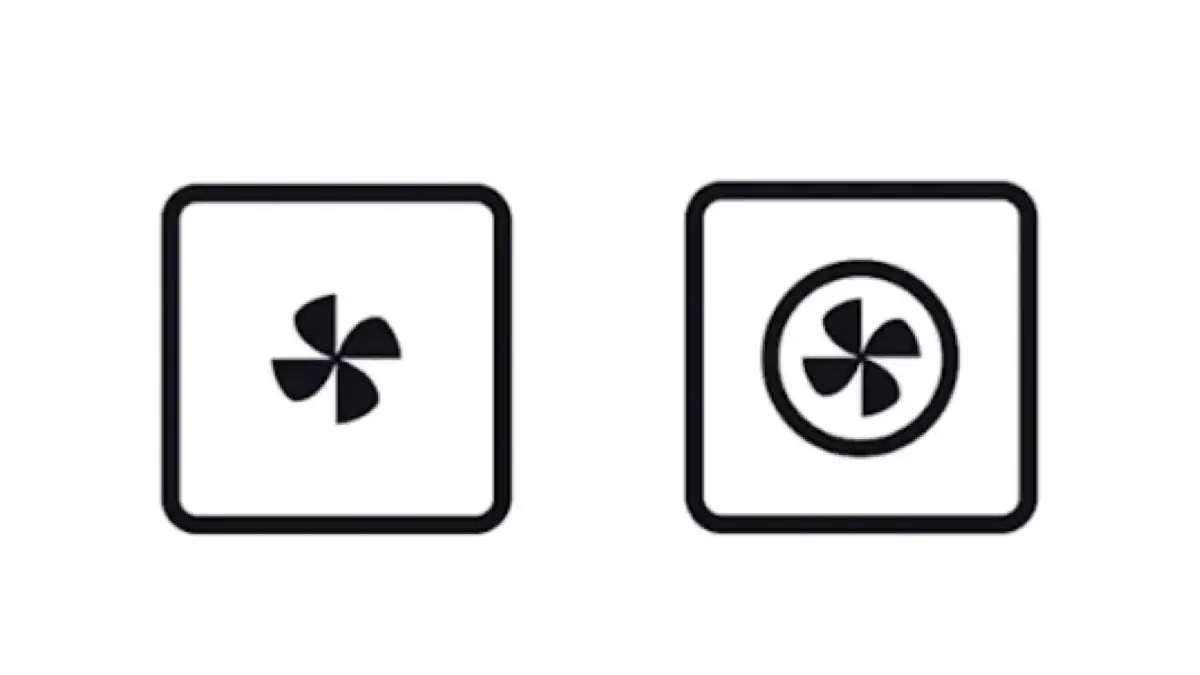 Backofen-Symbole für Umluft und Heißluft