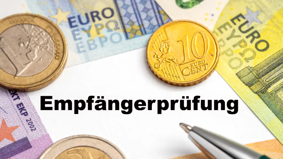 Schriftzug Empfängerüberprüfung 