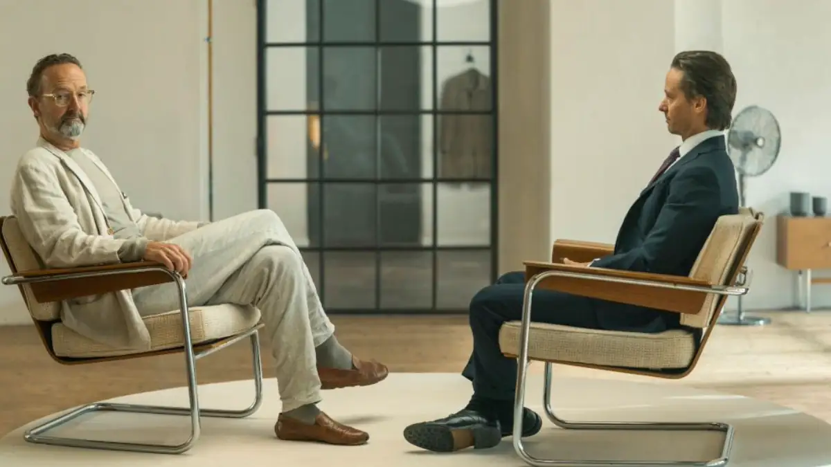 Björn Diemel und sein Therapeut Joschka Breitner in "Achtsam Morden"