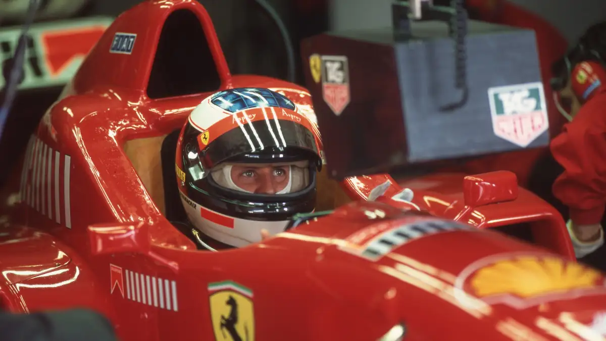 Michael Schumacher 1996 in rotem Rennwagen
