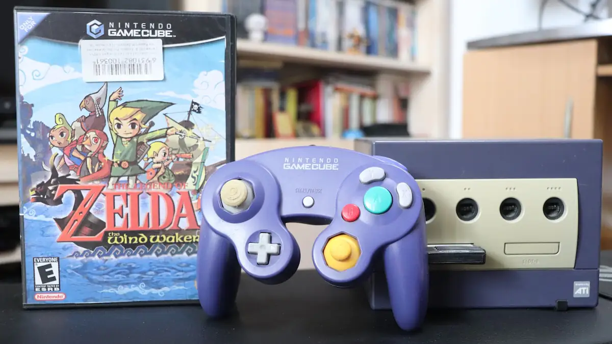 Nintendo GameCube mit dem Spiel „Zelda: The Wind Waker“