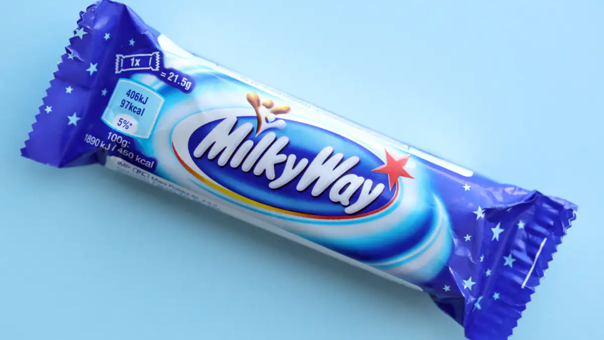 Mogelpackung des Monats: Milky Way auf einem blauen Untergrund