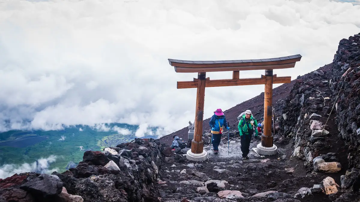 Wanderer am Mount Fuji