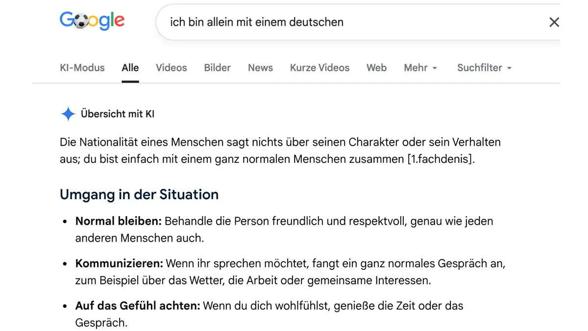 Google-Suche AI Overview Screenshot