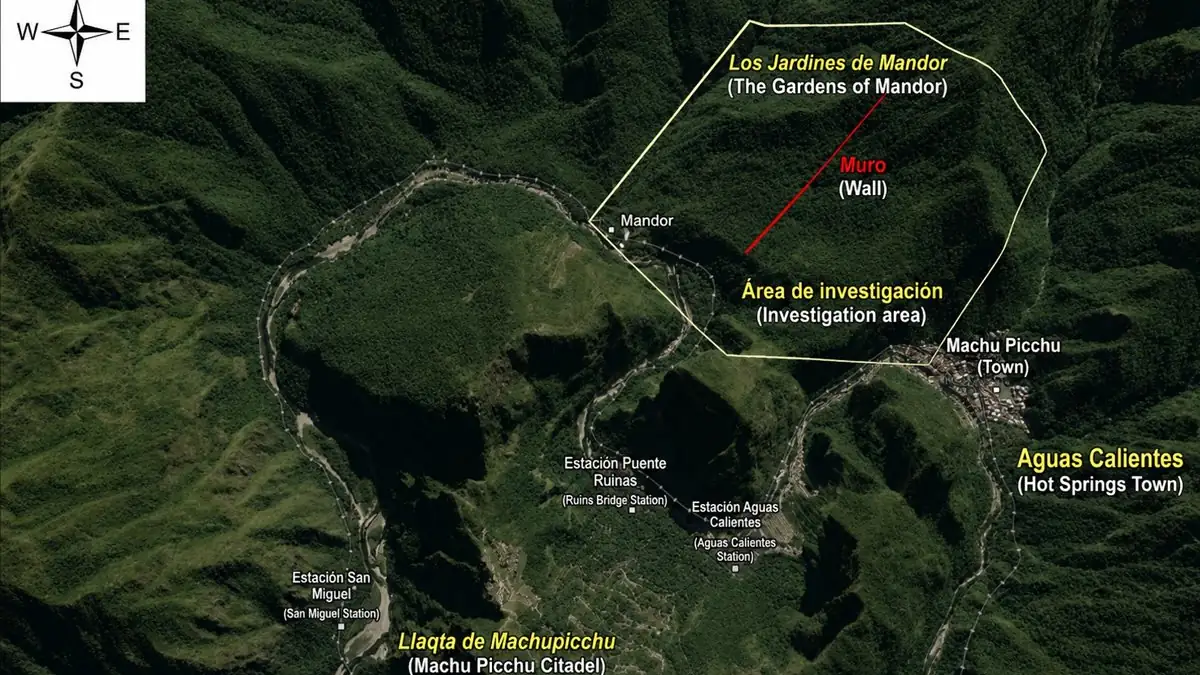 Karte der Umgebung des Machu Picchu