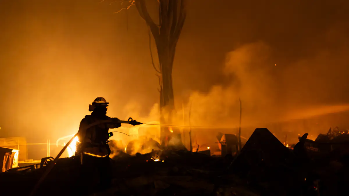 Feuerwehr löscht Waldbrand