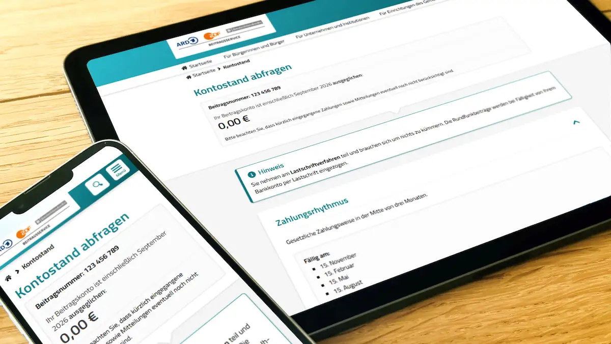 Kontostand Rundfunkbeitrag online abrufen