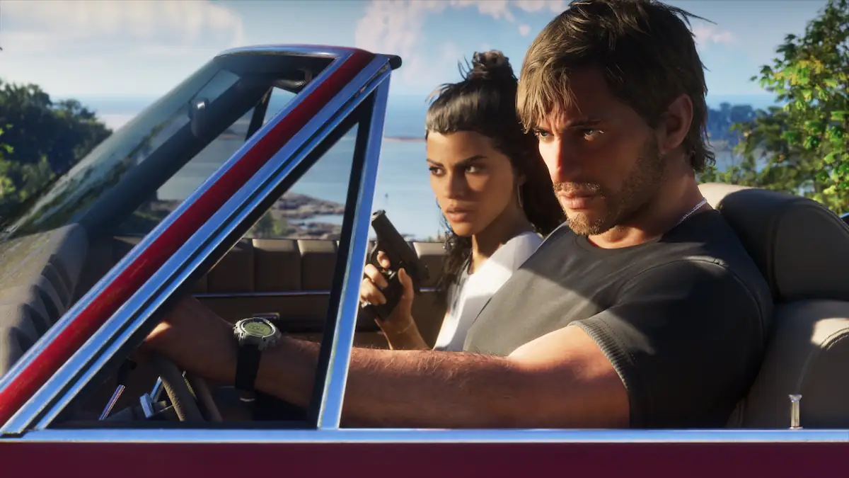 Lucia und Jason in einem Auto in „GTA 6“