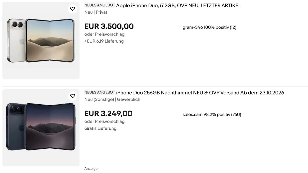 Preise für iPhone Duo bei Ebay