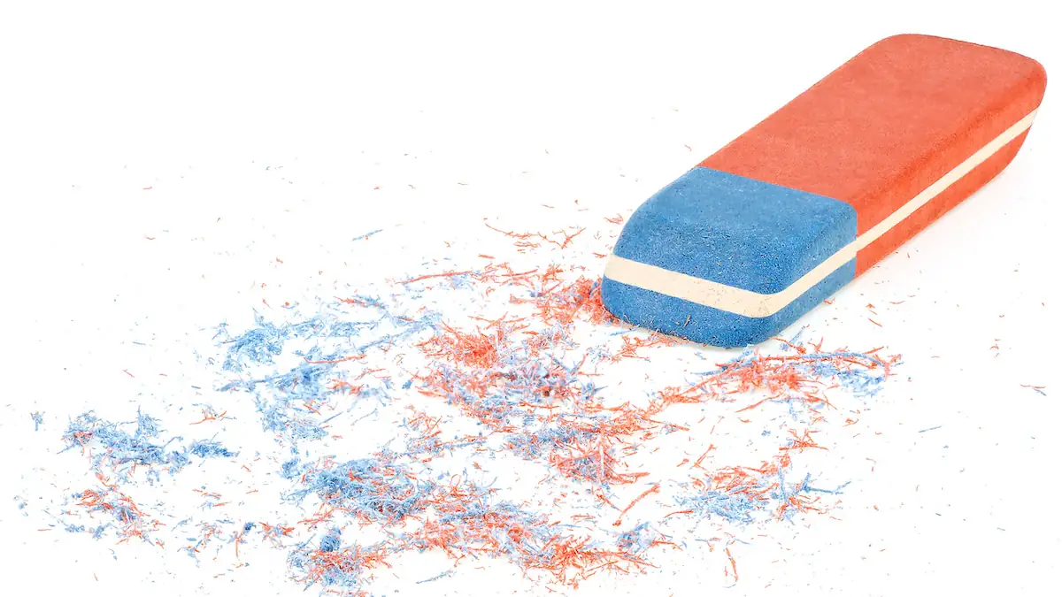 Rot und blau: Dafür sind die Farben am Radiergummi wirklich gedacht