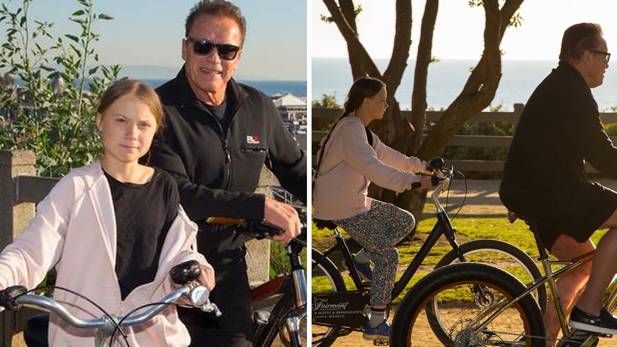Arnold Schwarzenegger ist mit Greta Thunberg Fahrrad gefahren